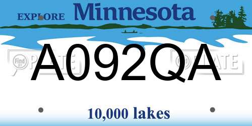 A092QA Minnesota License Plate