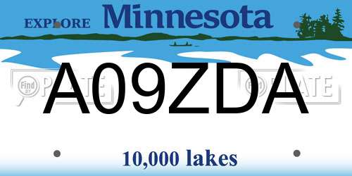 A09ZDA Minnesota License Plate