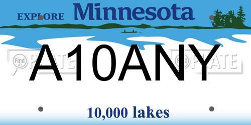 A10ANY Minnesota License Plate