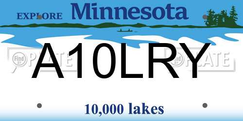 A10LRY Minnesota License Plate