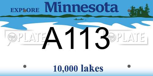 A113 Minnesota License Plate