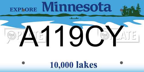 A119CY Minnesota License Plate
