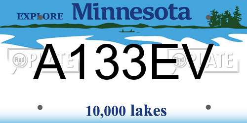 A133EV Minnesota License Plate