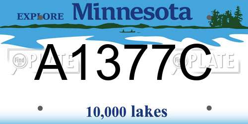 A1377C Minnesota License Plate