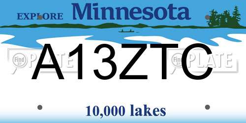 A13ZTC Minnesota License Plate