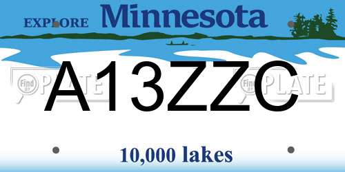 A13ZZC Minnesota License Plate