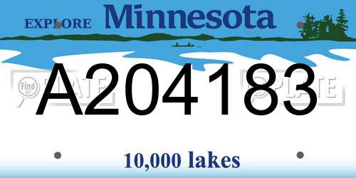 A204183 Minnesota License Plate