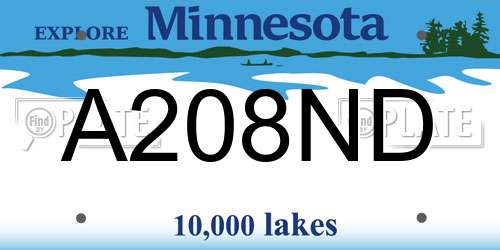 A208ND Minnesota License Plate
