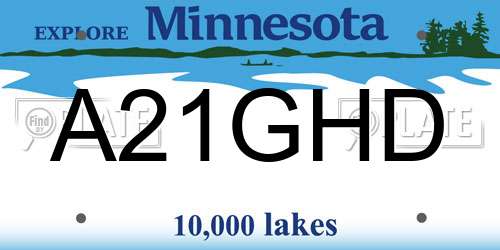 A21GHD Minnesota License Plate