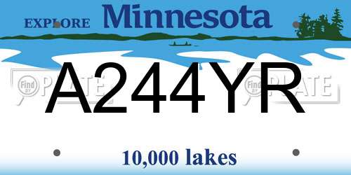 A244YR Minnesota License Plate
