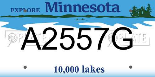 A2557G Minnesota License Plate