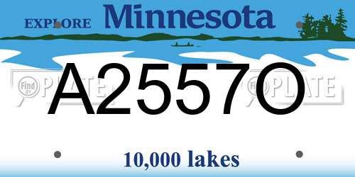 A2557O Minnesota License Plate