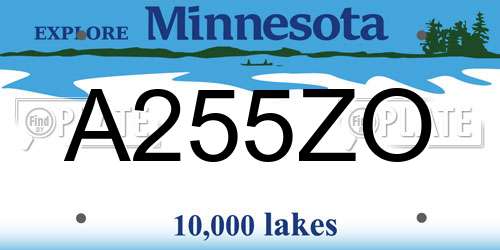 A255ZO Minnesota License Plate