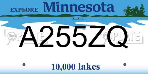 A255ZQ Minnesota License Plate