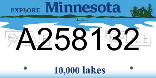 A258132 Minnesota License Plate