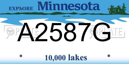 A2587G Minnesota License Plate