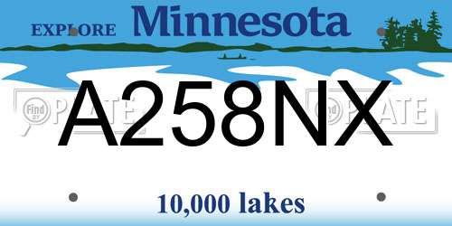 A258NX Minnesota License Plate