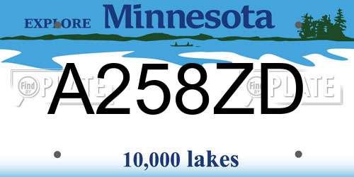 A258ZD Minnesota License Plate