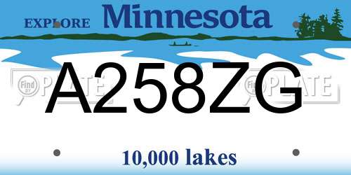 A258ZG Minnesota License Plate