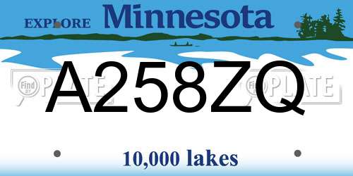 A258ZQ Minnesota License Plate