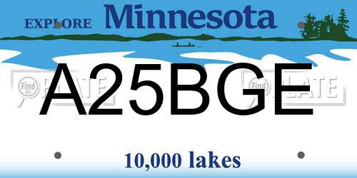 A25BGE Minnesota License Plate