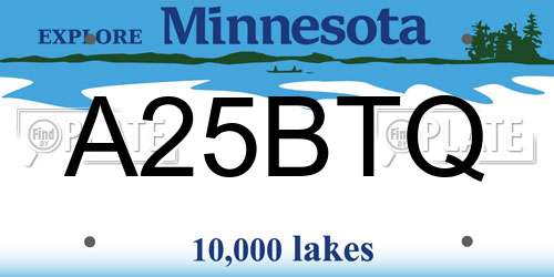 A25BTQ Minnesota License Plate