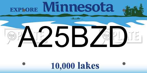 A25BZD Minnesota License Plate