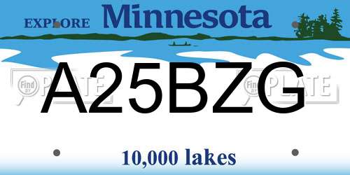 A25BZG Minnesota License Plate