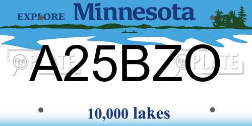 A25BZO Minnesota License Plate