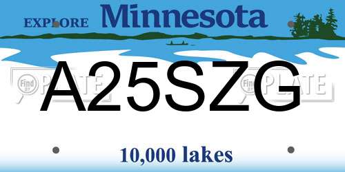 A25SZG Minnesota License Plate