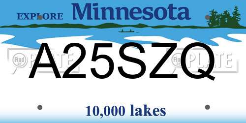 A25SZQ Minnesota License Plate