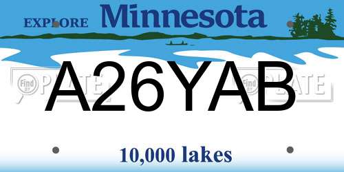 A26YAB Minnesota License Plate