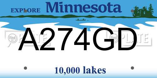 A274GD Minnesota License Plate