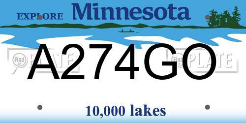A274GO Minnesota License Plate