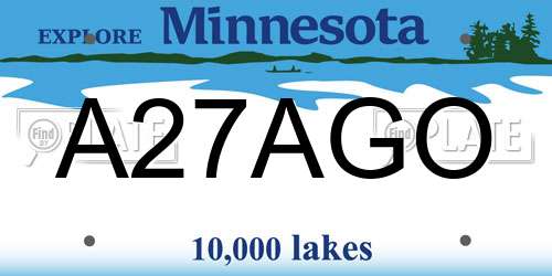 A27AGO Minnesota License Plate