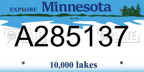 A285137 Minnesota License Plate
