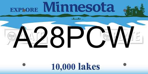 A28PCW Minnesota License Plate