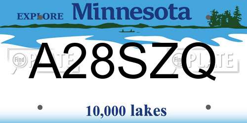 A28SZQ Minnesota License Plate