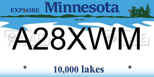 A28XWM Minnesota License Plate