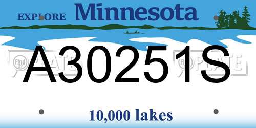 A30251S Minnesota License Plate