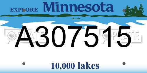 A307515 Minnesota License Plate