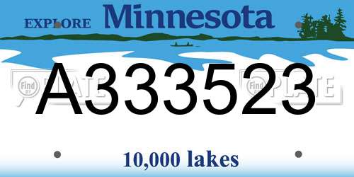 A333523 Minnesota License Plate