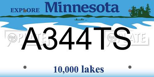 A344TS Minnesota License Plate