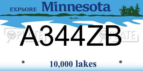 A344ZB Minnesota License Plate