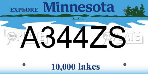 A344ZS Minnesota License Plate