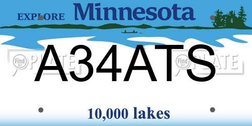 A34ATS Minnesota License Plate