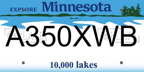 A350XWB Minnesota License Plate