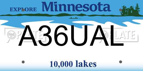 A36UAL Minnesota License Plate