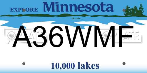 A36WMF Minnesota License Plate