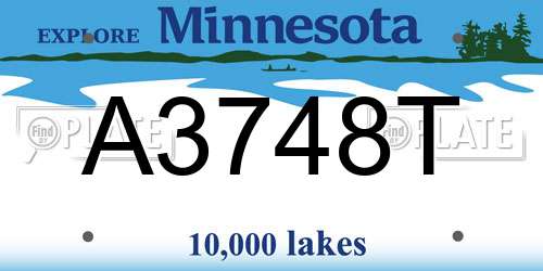 A3748T Minnesota License Plate